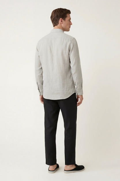 Pisa de Luna Bellucci, conjunto de lino de manga larga para hombre en beige/negro