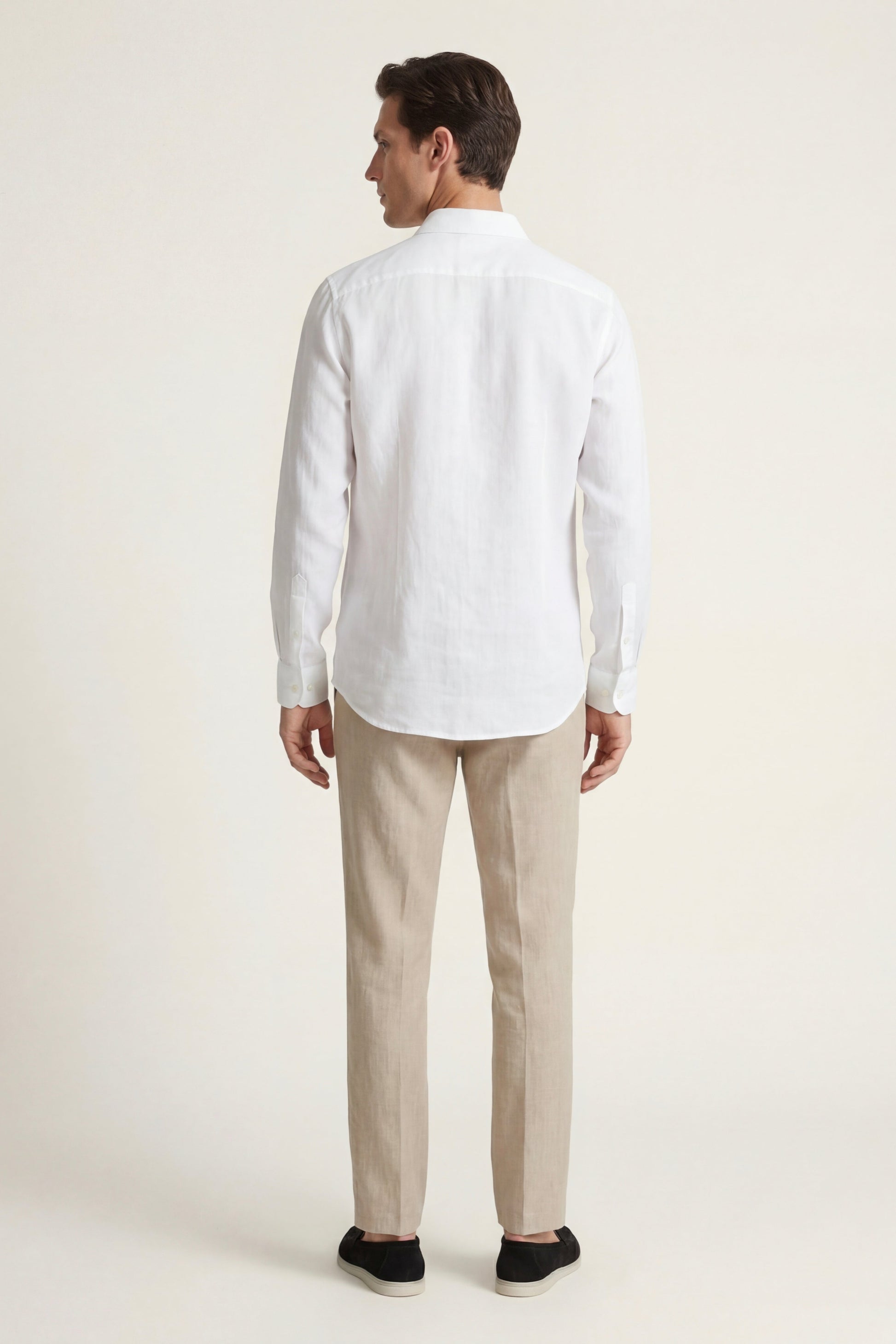 Pisa de Luna Bellucci, conjunto de lino de manga larga para hombre en blanco/beige