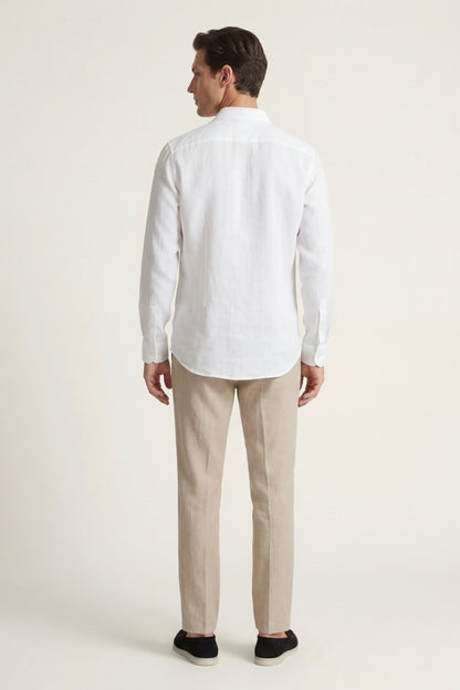 Pisa de Luna Bellucci, conjunto de lino de manga larga para hombre en blanco/beige