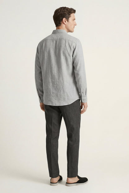Pisa de Luna Bellucci, conjunto de lino de manga larga para hombre en gris/negro