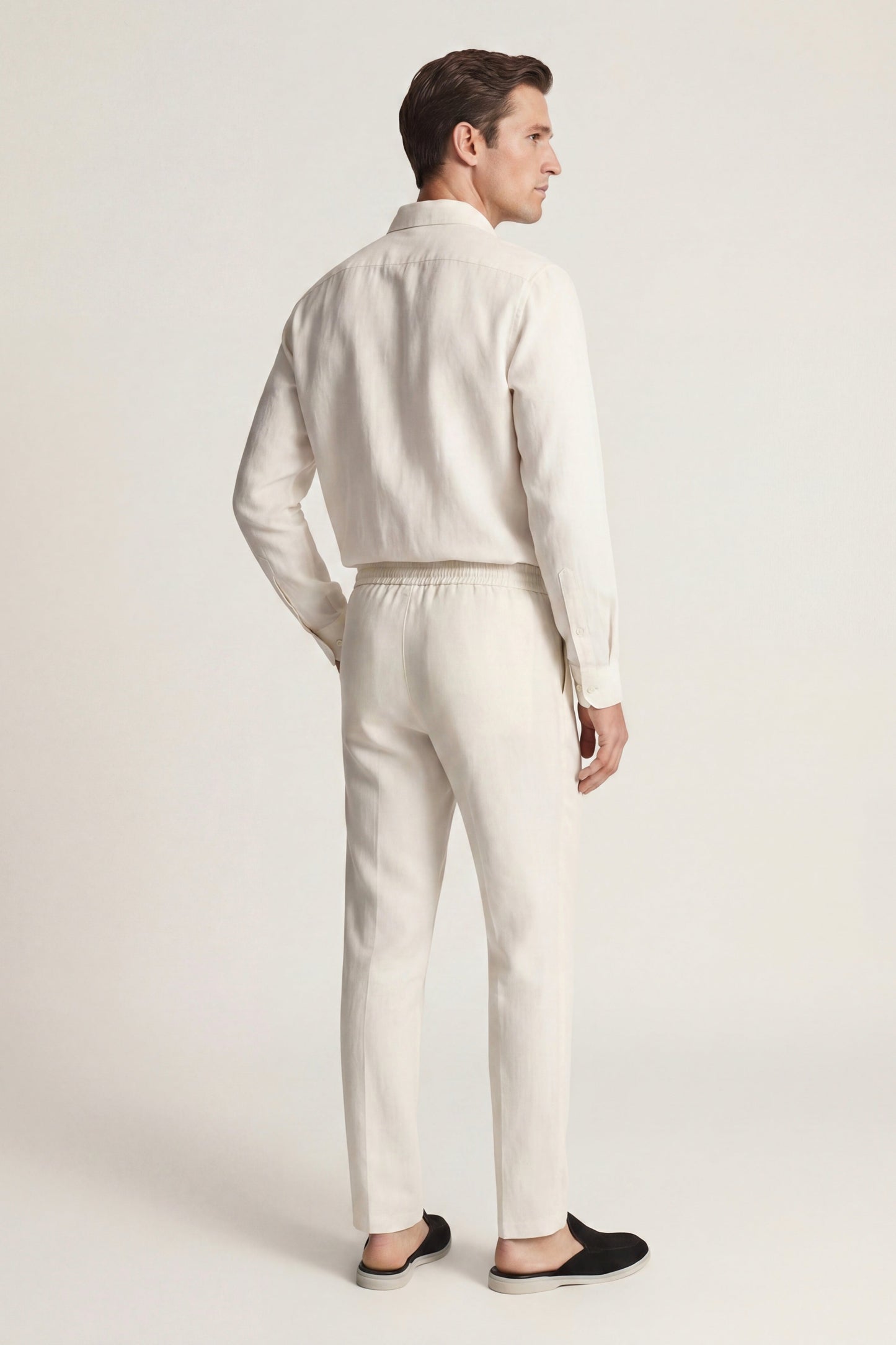 Bellagio de Luna Bellucci, conjunto de lino de manga larga para hombre en blanco