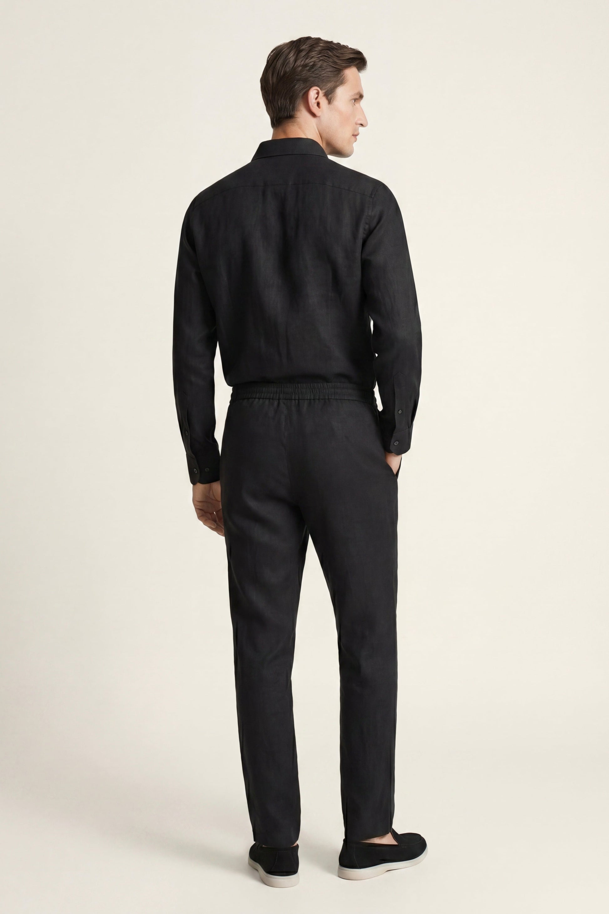 Bellagio de Luna Bellucci, conjunto de lino de manga larga para hombre en negro