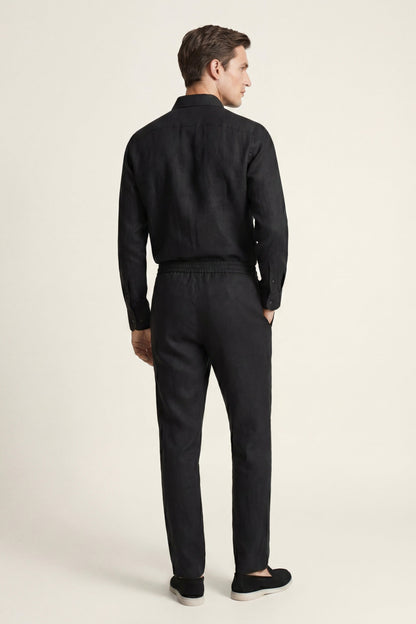 Bellagio de Luna Bellucci, conjunto de lino de manga larga para hombre en negro