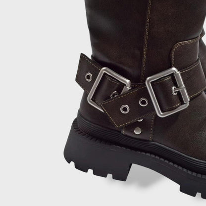 Botas Cowboy Altas Planas con Hebilla