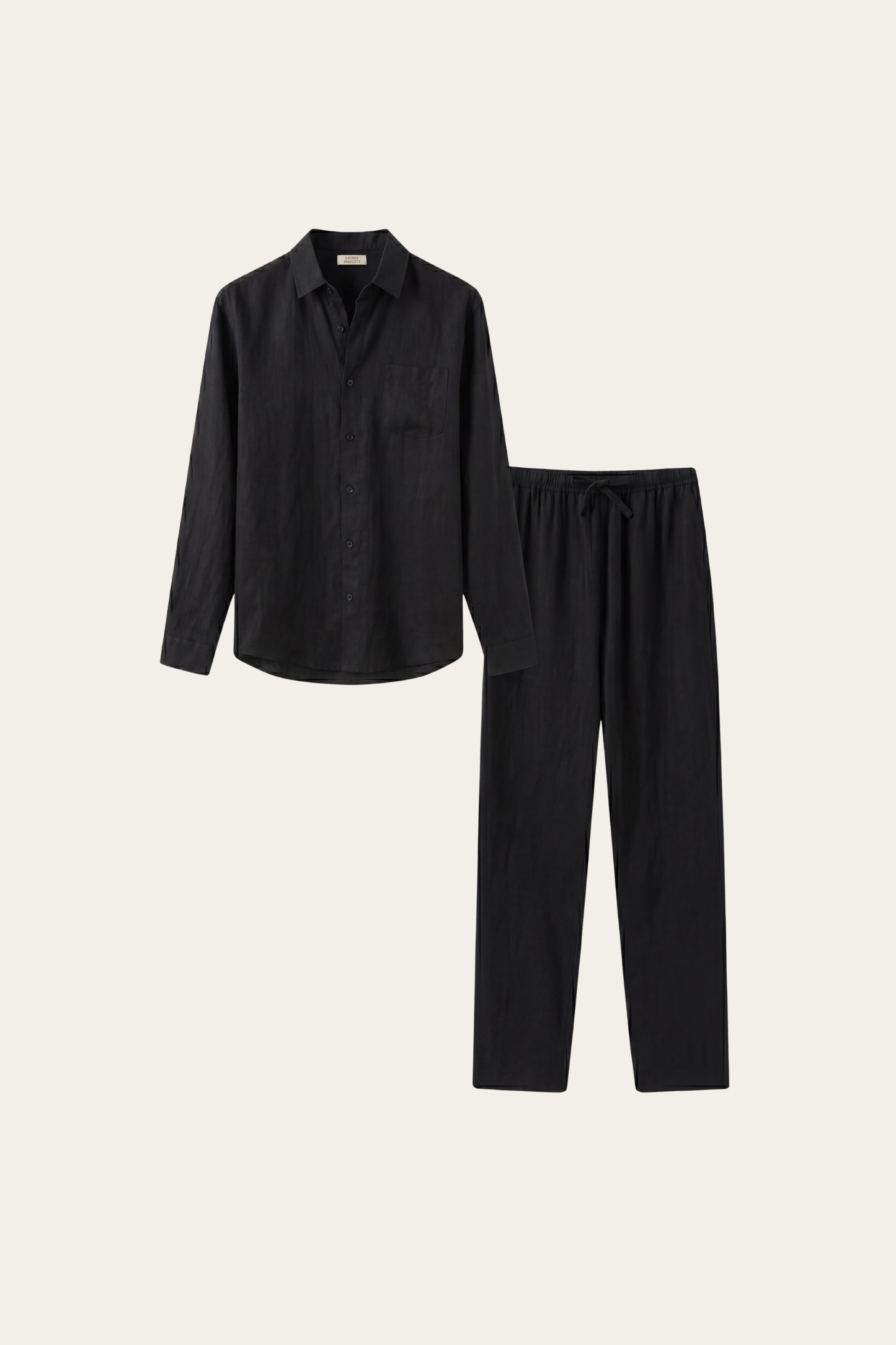Bellagio de Luna Bellucci, conjunto de lino de manga larga para hombre en negro