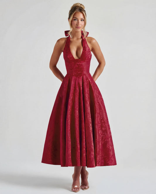 Charlotte – Sculpted Halter Midi Dress