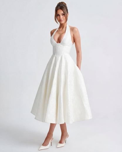 Charlotte – Sculpted Halter Midi Dress