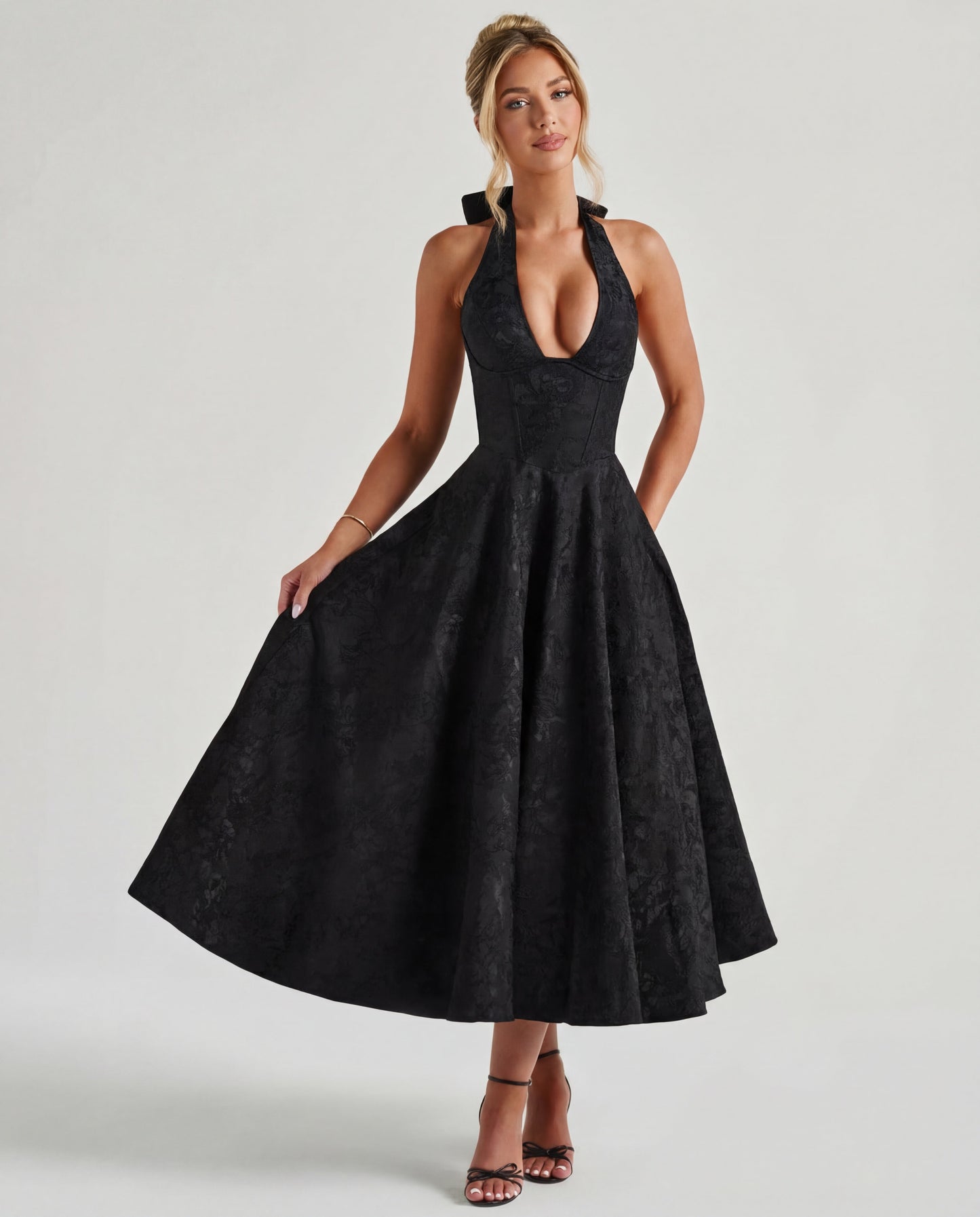 Charlotte – Sculpted Halter Midi Dress