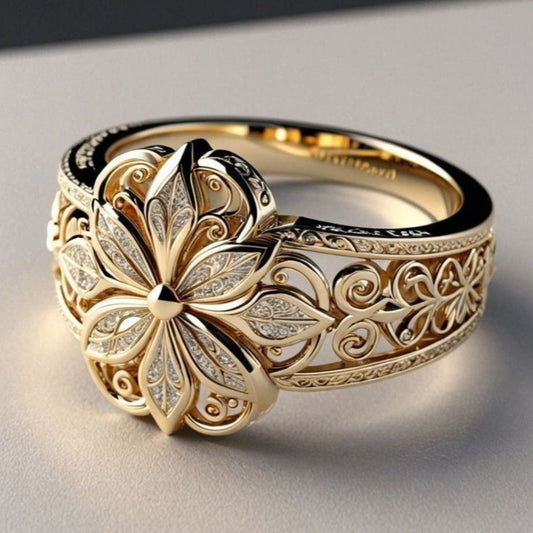 Anillo de oro con circonita en forma de flor