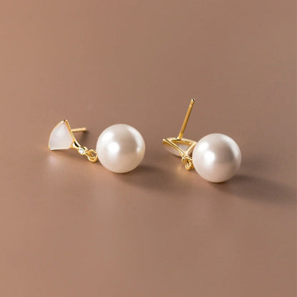 Pendientes chic de plata con perlas