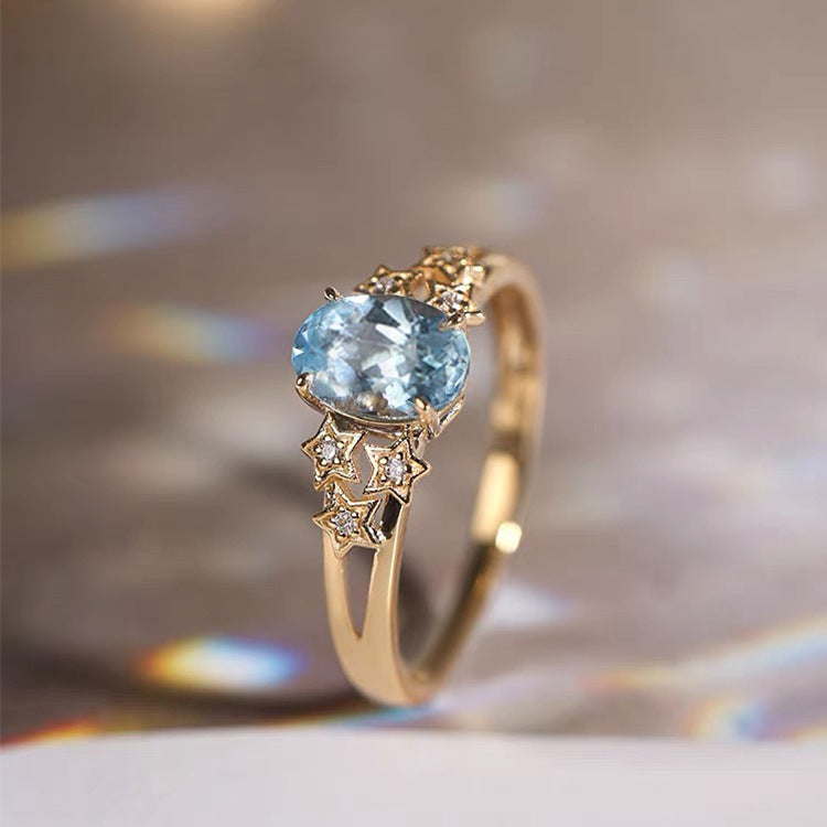 Anillo de oro exclusivo con cristal azul