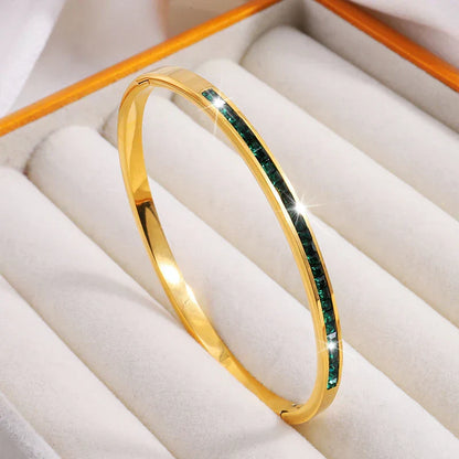 Pulsera dorada verde