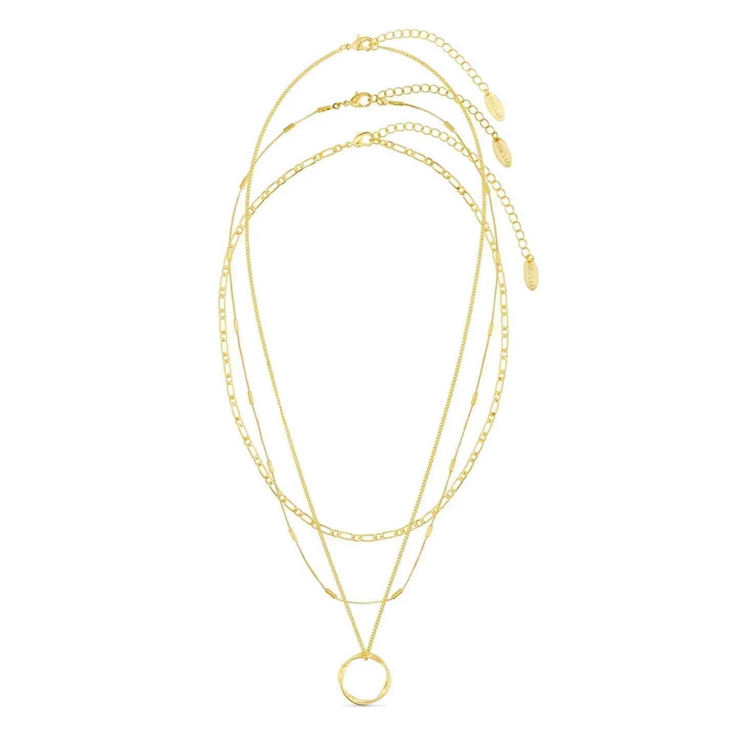 Collar aro abierto de tres filas en oro