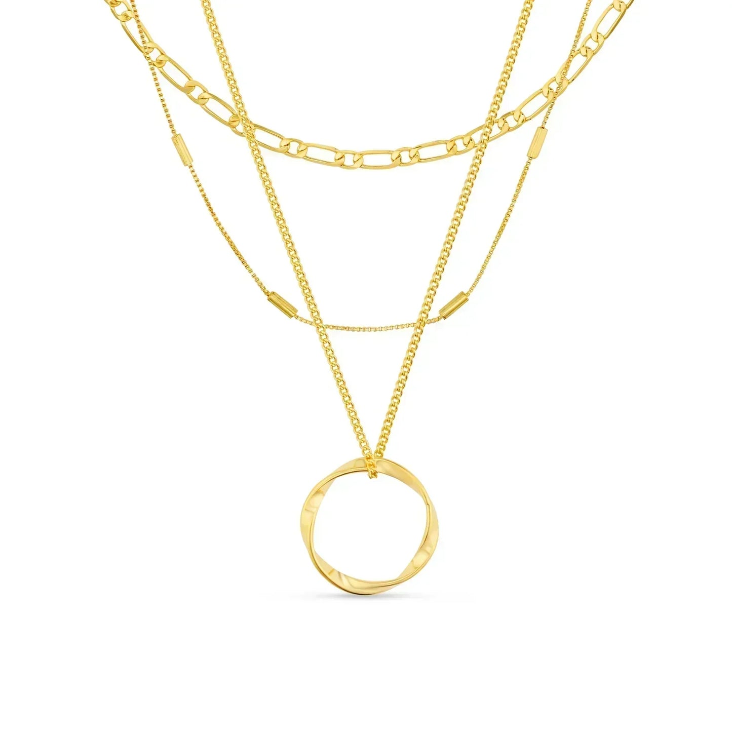 Collar aro abierto de tres filas en oro