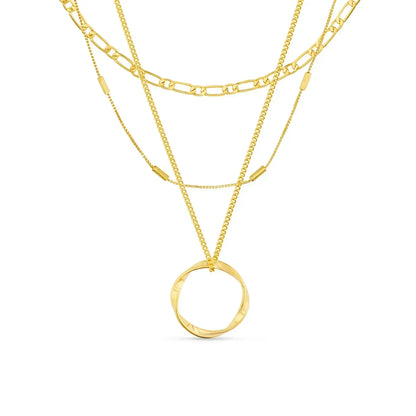 Collar aro abierto de tres filas en oro