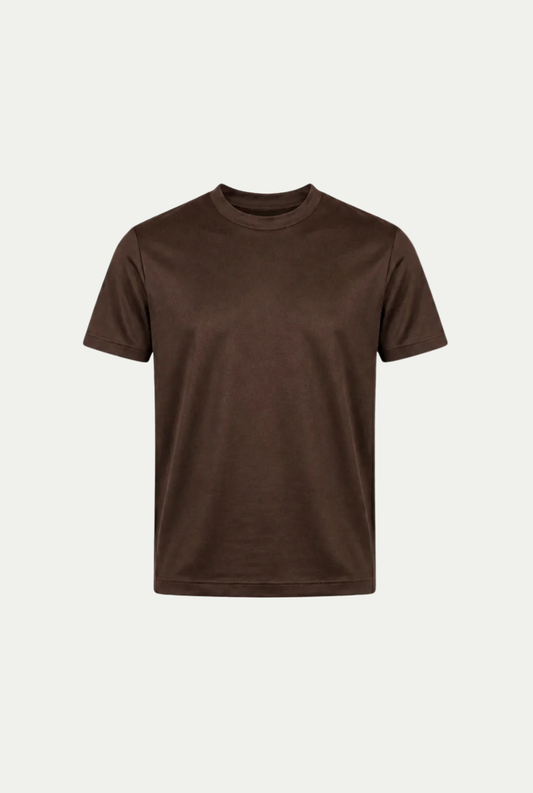 Alessio | Camiseta de Algodón Mercerizado Marrón