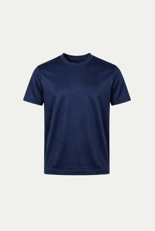 Alessio | Camiseta de Algodón Mercerizado Azul Marino