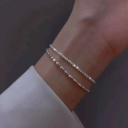 Set de pulseras de plata elegante con circonitas
