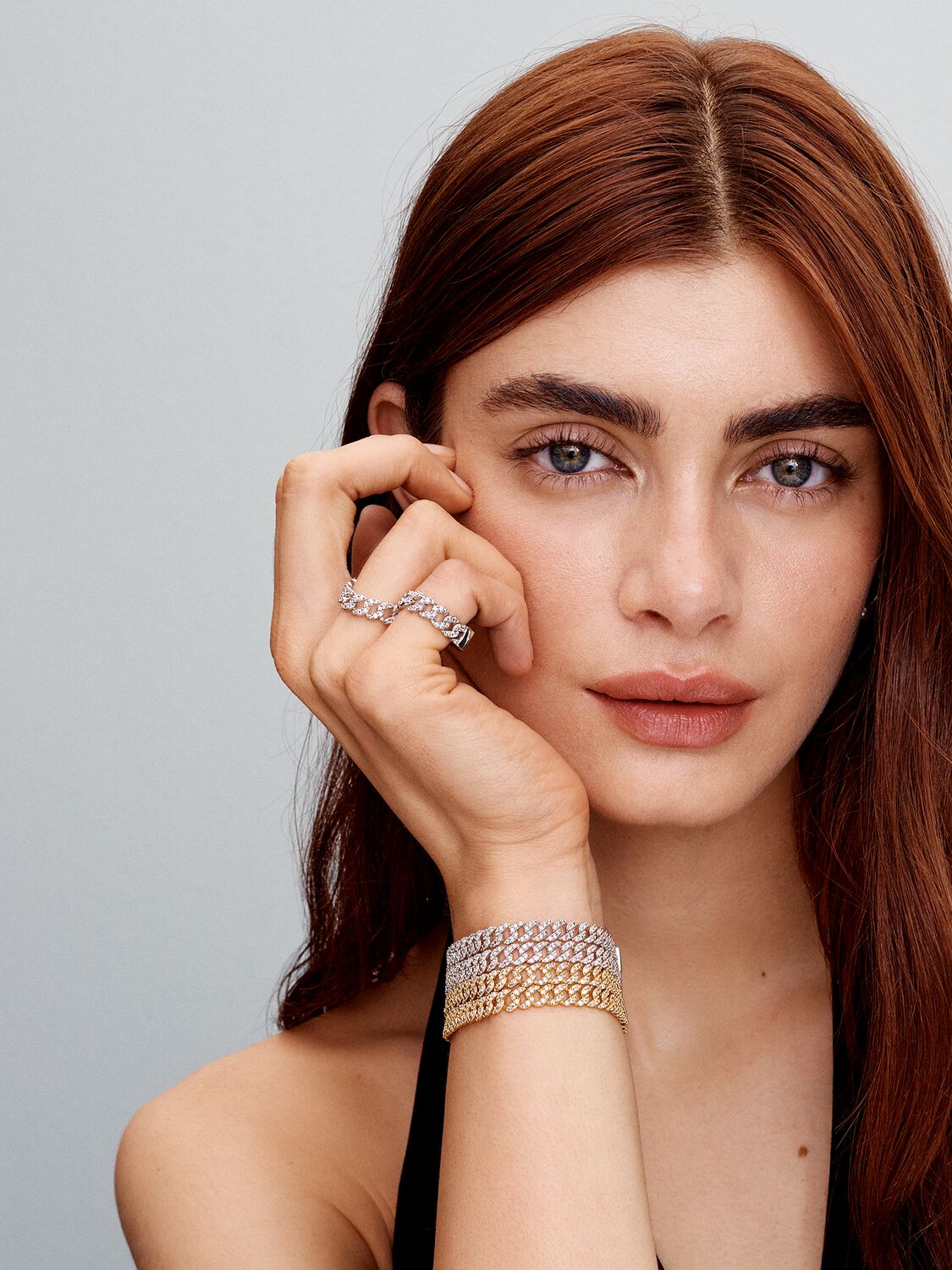 Pulsera cubana con moissanita