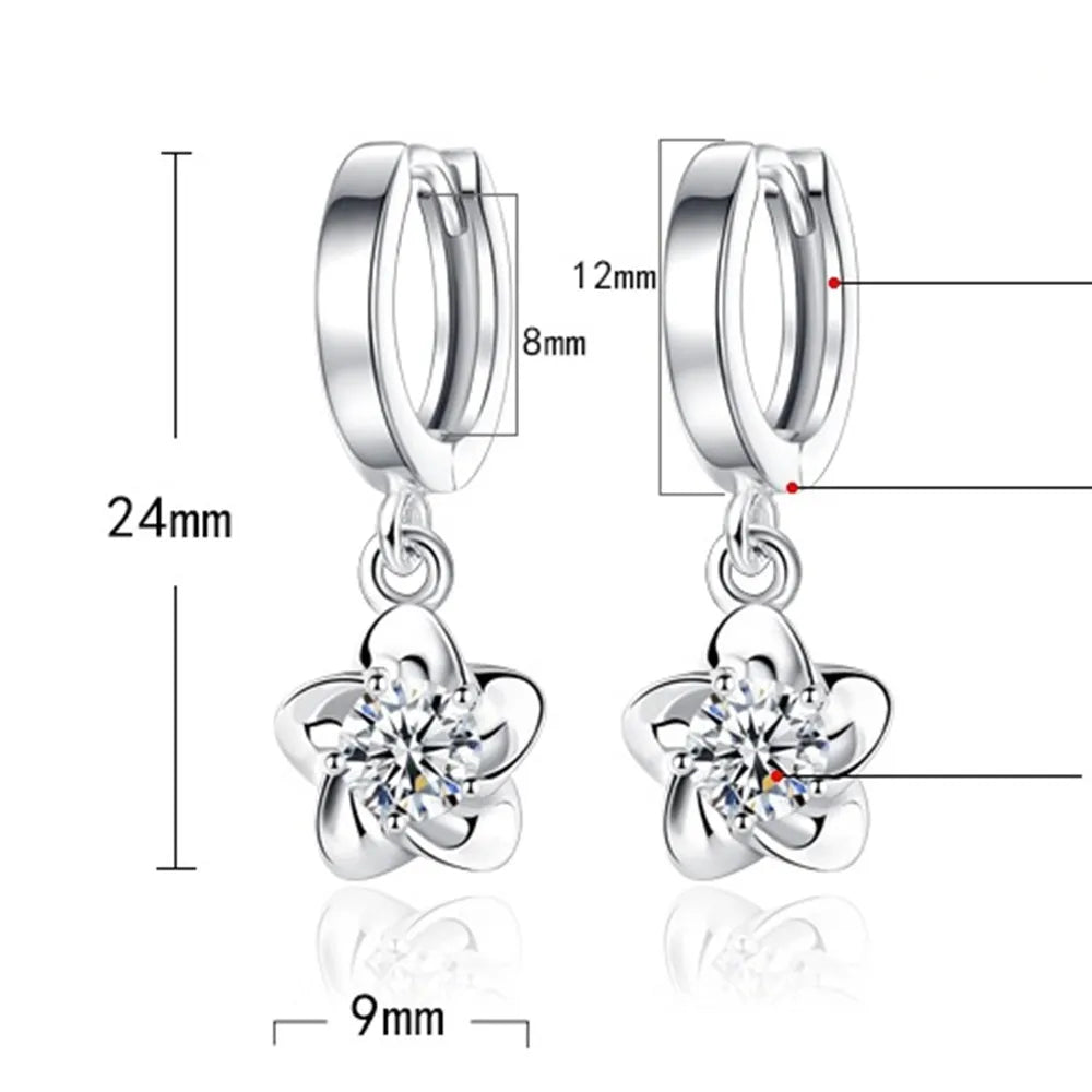 Pendientes de plata con circonita morada y blanca