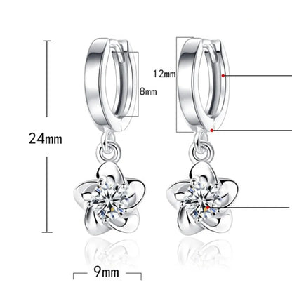 Pendientes de plata con circonita morada y blanca