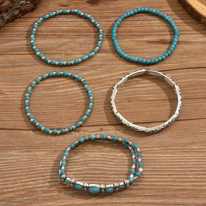 Set de pulseras con cuentas turquesa