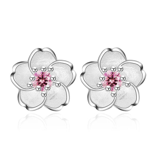 Pendientes de botón en forma de flor con circonita