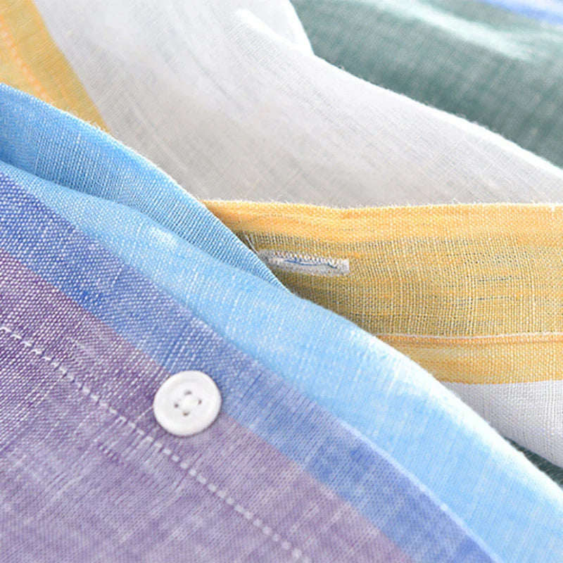 Camisa Seascape a rayas de lino con botones