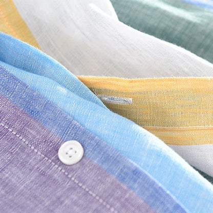 Camisa Seascape a rayas de lino con botones