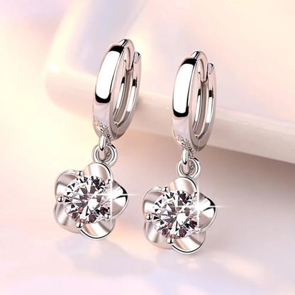 Pendientes de plata con circonita morada y blanca