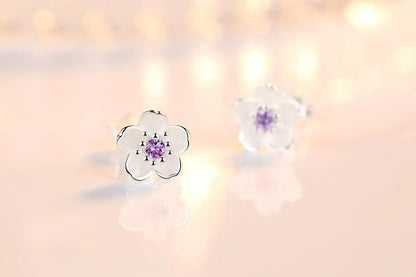 Pendientes de botón en forma de flor con circonita