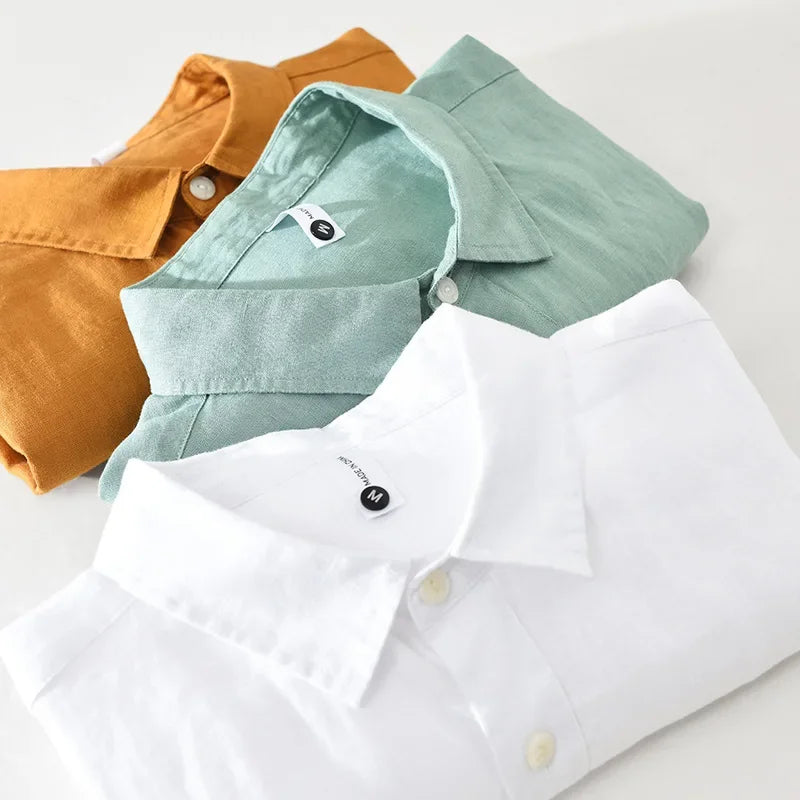 Camisa Silvio de lino de manga corta