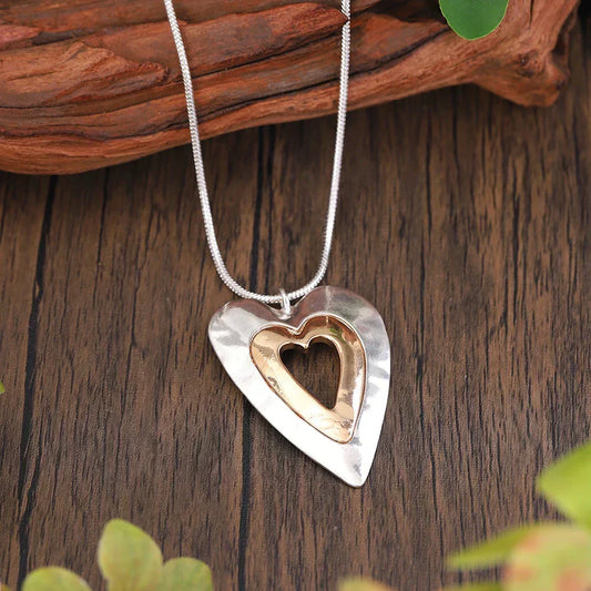 Collar corazón vintage de plata y oro