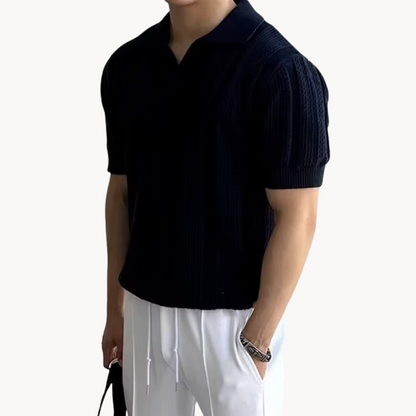 Camisa de Malla con Cuello Abierto Aurel