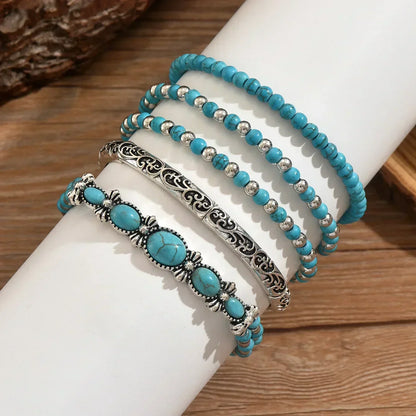 Set de pulseras con cuentas turquesa