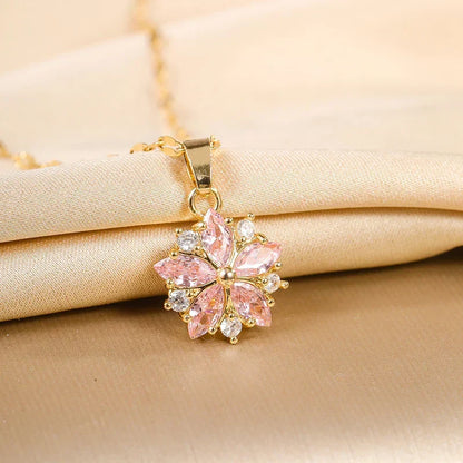 Collar Sakura Rose Romantique en acero inoxidable