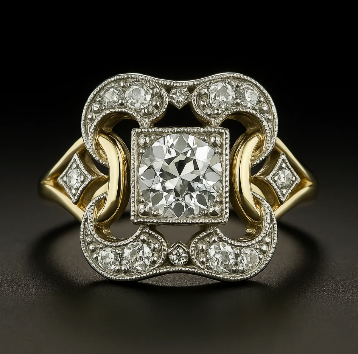 Anillo clásico dorado con circonita vintage