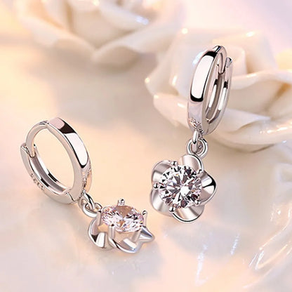 Pendientes de plata con circonita morada y blanca