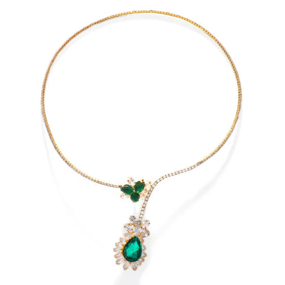 Collar vintage floración de esmeralda
