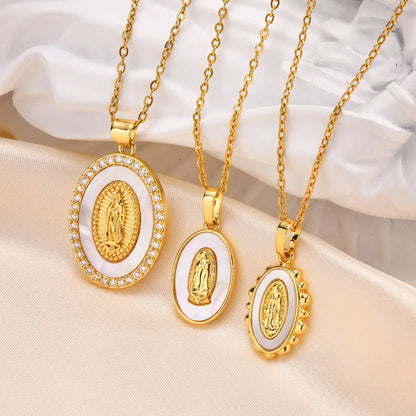 Collar con colgante ovalado de la Virgen en oro