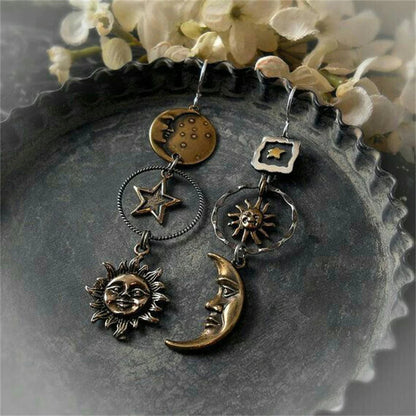 Pendientes colgantes con colgante de sol y luna