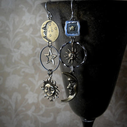 Pendientes colgantes con colgante de sol y luna