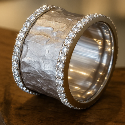 Anillo vintage de plata con circonitas