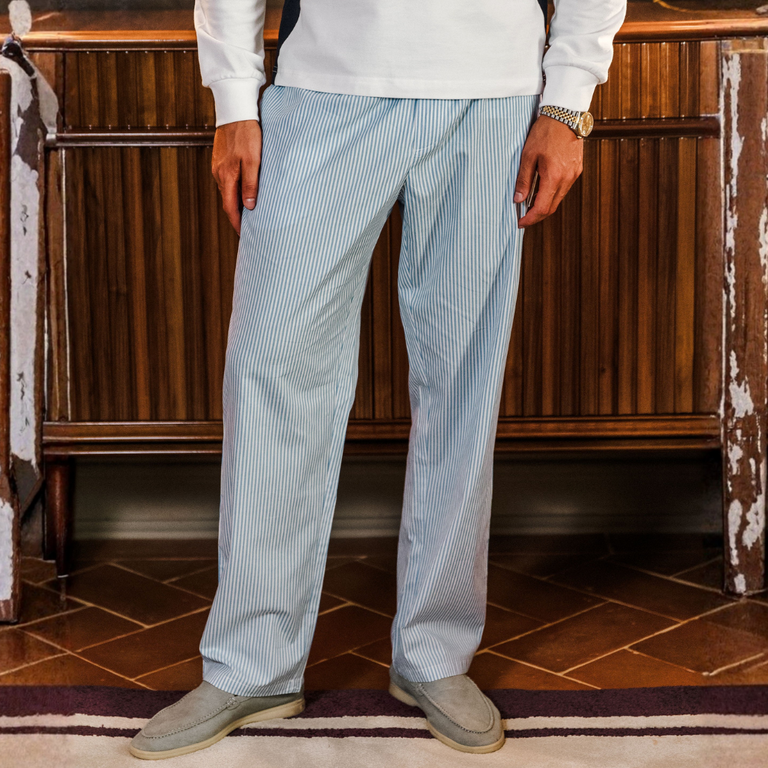 Luca | Pantalón de Algodón a Rayas