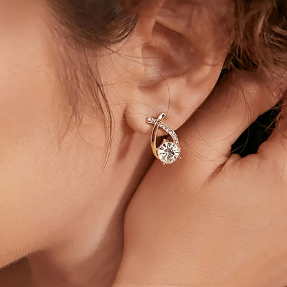 Pendientes con cruz de oro y circonita
