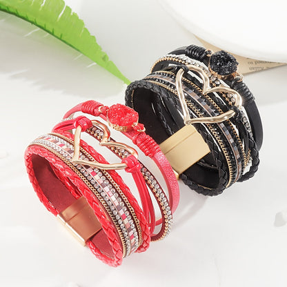Pulsera de cuero multicapa boho