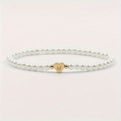 Pulsera chic con inicial de corazón (A–Z)