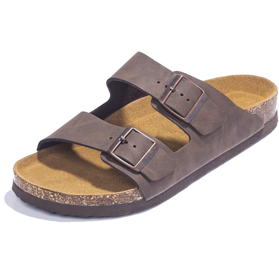 Sandalias Portofino de doble hebilla Luna Bellucci en marrón.