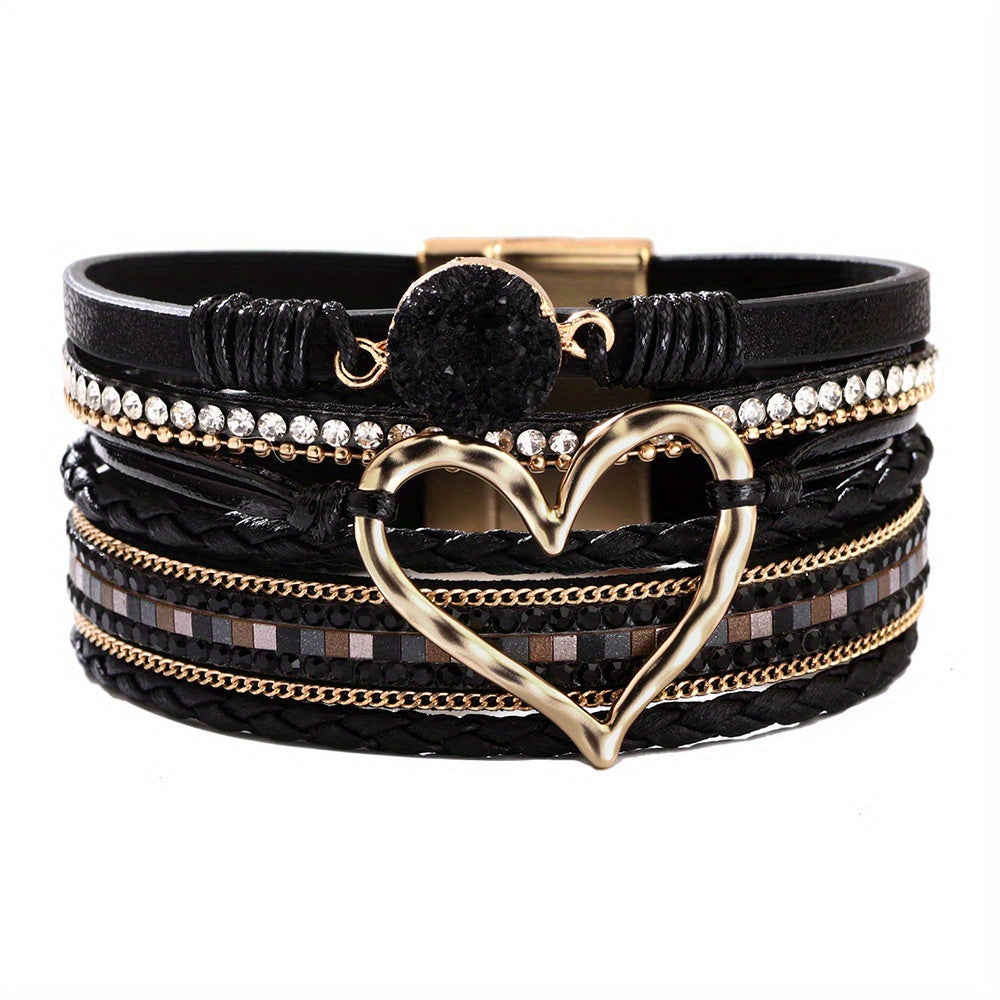 Pulsera de cuero multicapa boho