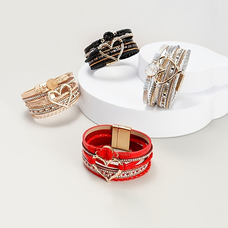 Pulsera de cuero multicapa boho